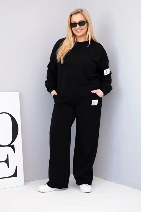 Czarny bawełniany komplet damski Plus Size