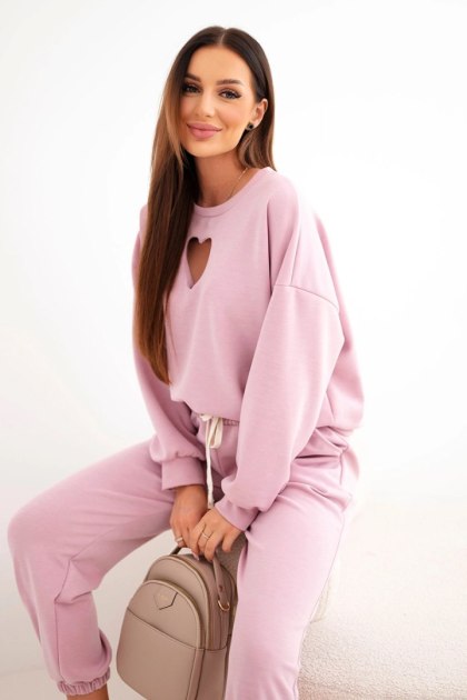 Komplet damski masełko z wycięciem w kształcie serca ciemny różowy