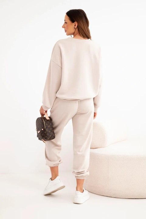 Komplet damski masełko z wycięciem w kształcie serca beżowy