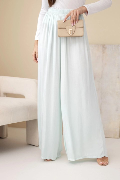 Spodnie damskie wiskozowe szerokie z gumką w pasie miętowe