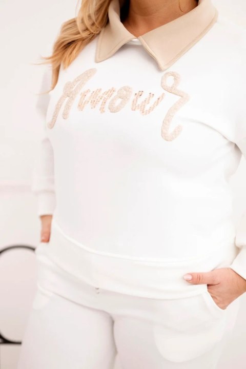Biały komplet damski masełko Plus Size