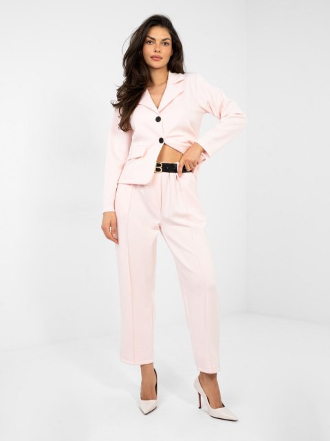 Spodnie joggersy masełko z ozdobnymi guzikami  jasno różowy