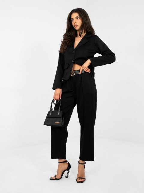 Spodnie joggersy masełko z ozdobnymi guzikami  czarne