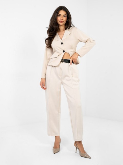 Spodnie joggersy masełko z ozdobnymi guzikami  beżowe