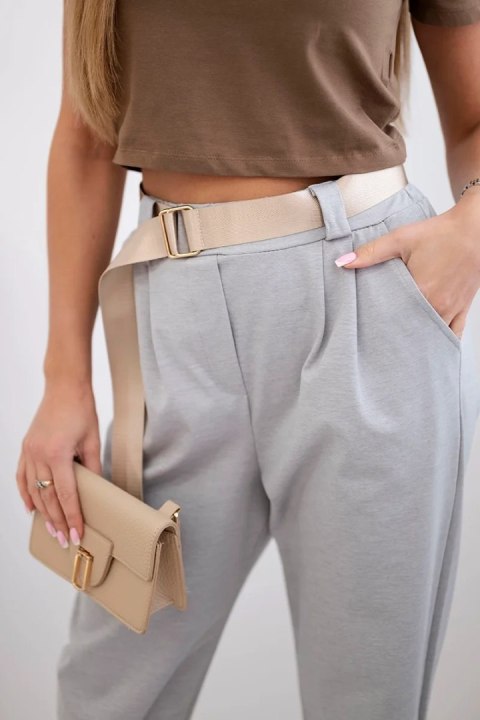 Spodnie Summer Punto z zapięciem na nogawkach szare