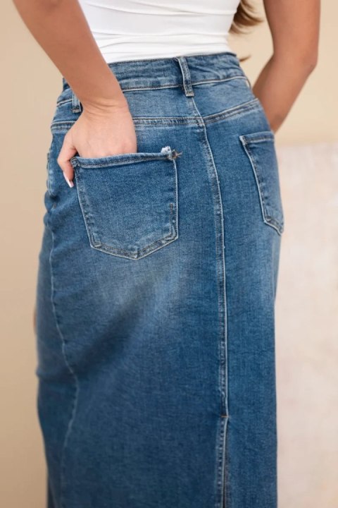 Spódnica jeansowa midi M.Sara z wysoki stanem