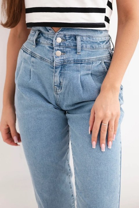 Spodnie damskie jeansowa paperbag z podwójnym zapięciem M.sara jeansowe