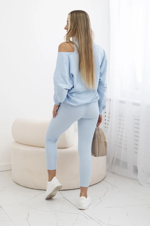 Komplet 3-częściowy bluza + top + legginsy niebieski