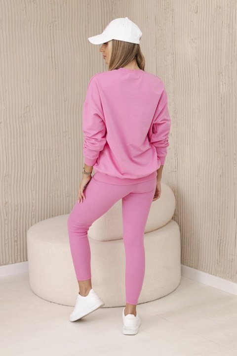 Jasnoróżowy komplet bawełniany – klasyczna bluza i legginsy