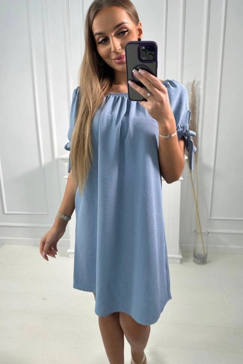 Sukienka wiązana na rękawach jasno jeansowa