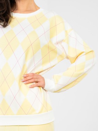 Bluza oversize masełko w geometryczne wzory MI-BL-4003.65