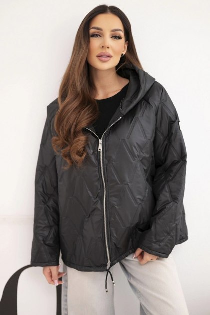 Kurtka damska wiosenna pikowana z kapturem i zamkiem czarna