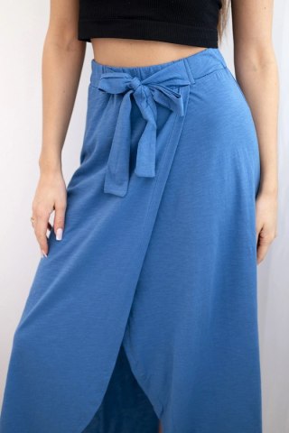 Spódnica damska bawełniana kopertowa maxi z wiązaniem jeansowa