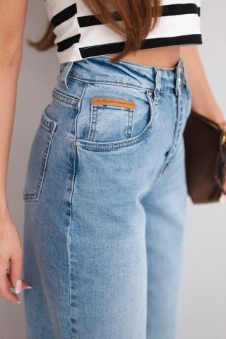 Spodnie damskie skater z wysokim stanem i luźną nogawką jeansowe