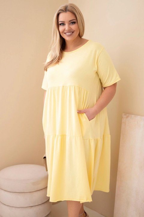 Żółta sukienka bawełniana Plus Size z falbaną