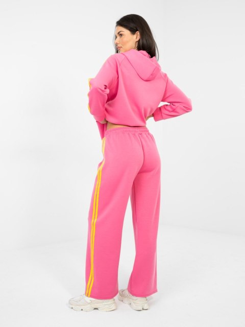 Komplet damski masełko – dwuczęściowy zestaw z rozpinaną bluzą i kapturem różowy