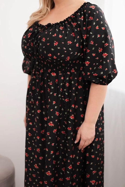 Sukienka damska Plus Size z dekoltem na troczki i elastyczną talią czarna