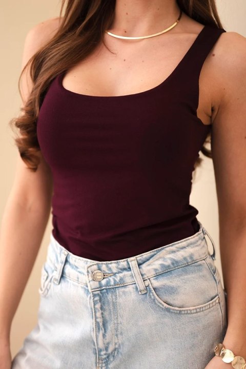 Bluzka damska na ramiączkach z dekoltem bordowa