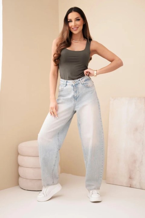 Bluzka damska na ramiączkach z dekoltem ciemne khaki