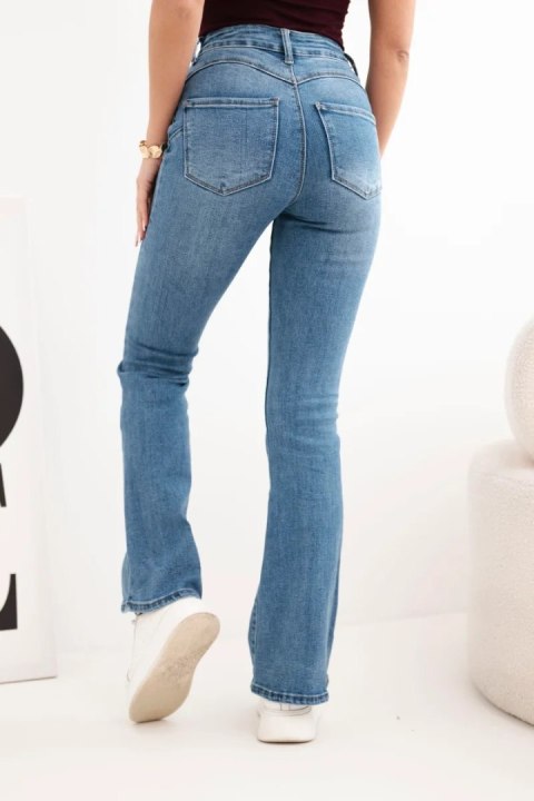 Spodnie damskie z rozszerzaną nogawką z wysokim stanem jeansowe