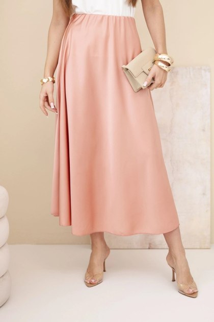 Spódnica damska wiskozowa rozkloszowana ciemno morelowa