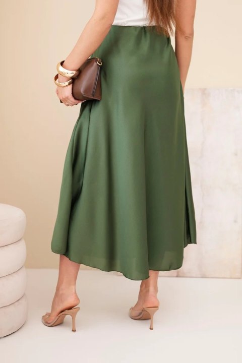 Spódnica damska wiskozowa rozkloszowana khaki