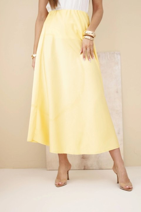 Żółta spódnica damska wiskozowa rozkloszowana