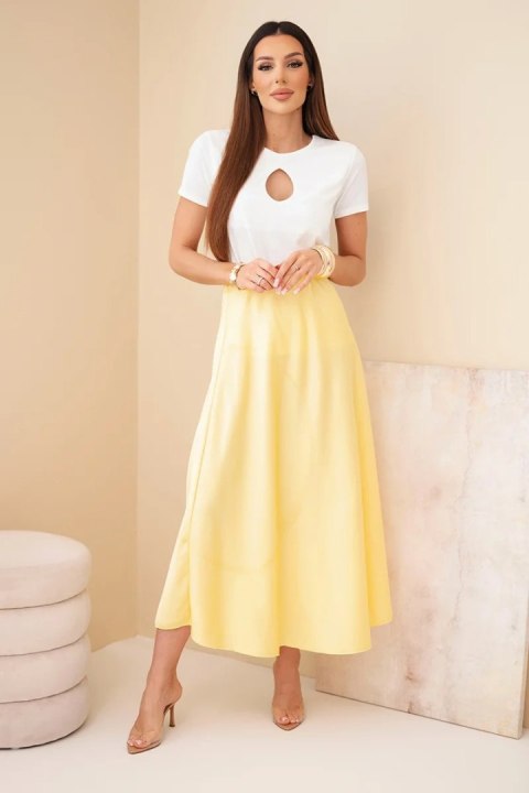 Spódnica damska wiskozowa rozkloszowana żółta