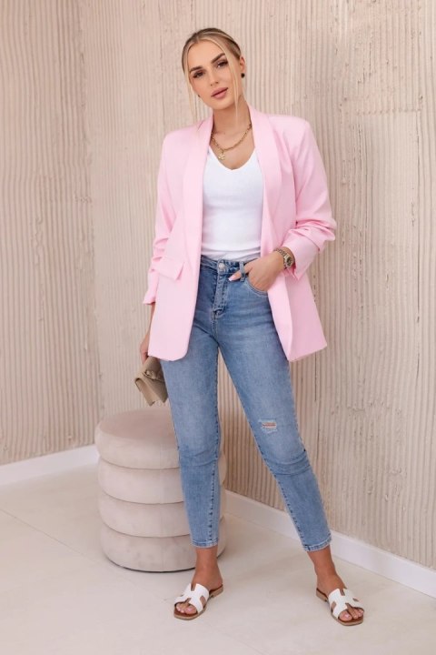 Marynarka z klapami elegancka cukierkowy róż