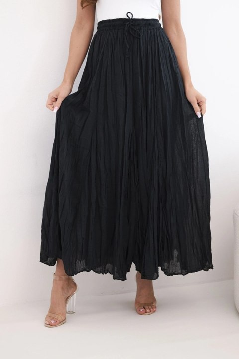 Czarna spódnica damska maxi bawełniana z gumką w pasie