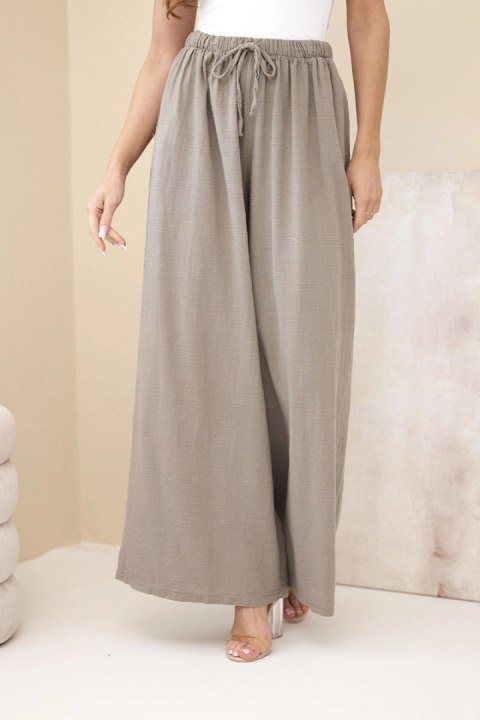 Szerokie spodnie bawełniane z gumką w pasie fango