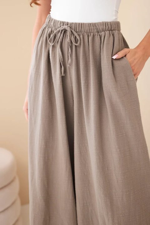 Spodnie damskie szerokie bawełniane z gumką w pasie fango