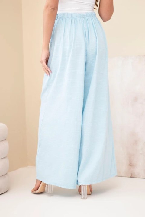 Spodnie damskie szerokie bawełniane z gumką w pasie niebieskie