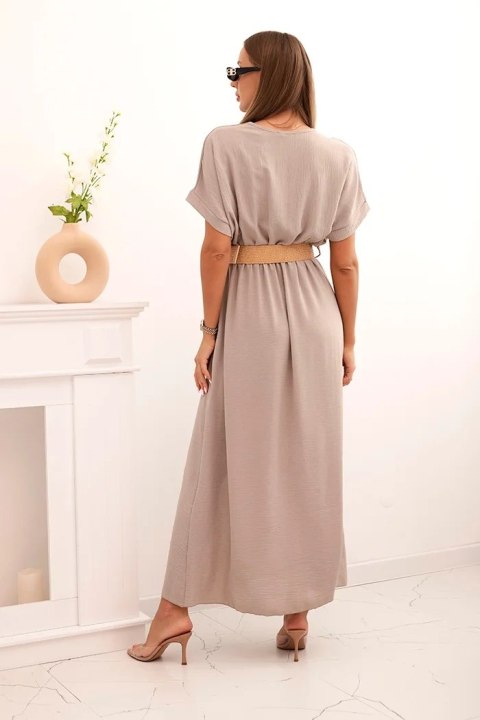 Sukienka długa z ozdobnym paskiem fango