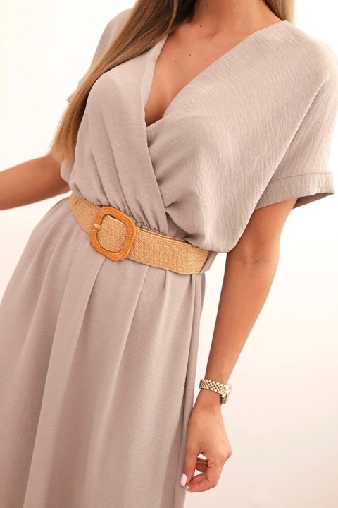 Sukienka długa z ozdobnym paskiem fango