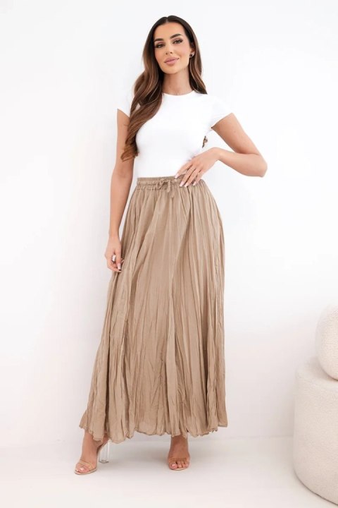 Spódnica damska maxi bawełniana z gumką w pasie camelowa