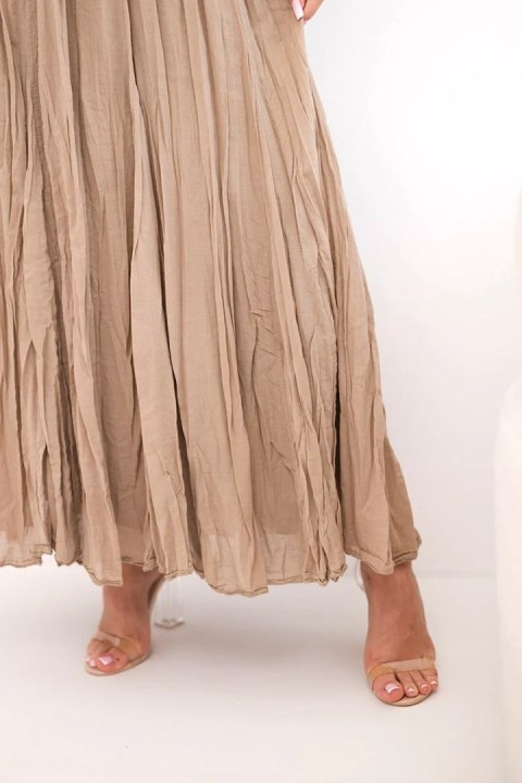 Spódnica damska maxi bawełniana z gumką w pasie camelowa