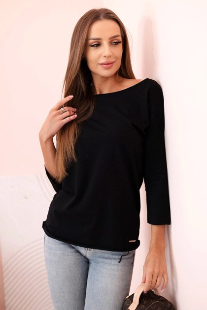Bluzka damska z dekoltem w łódkę czarna