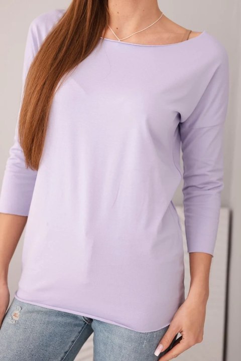 Bluzka damska z dekoltem w łódkę jasno fioletowa