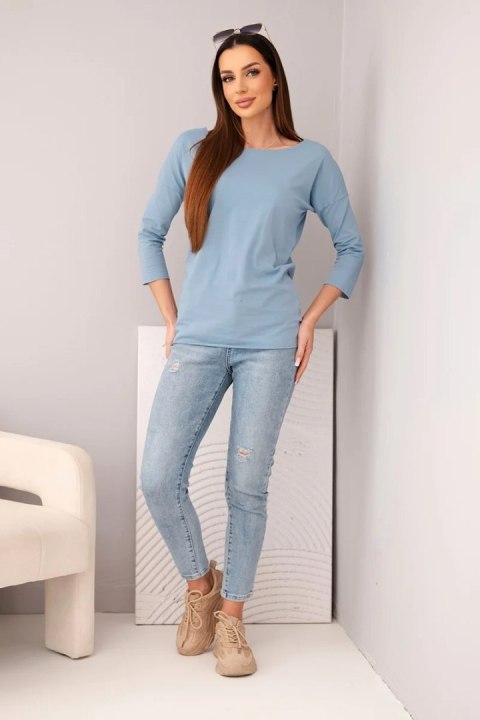Bluzka damska z dekoltem w łódkę jeansowa