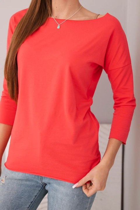 Bluzka damska z dekoltem w łódkę malinowa