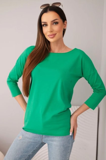Bluzka damska z dekoltem w łódkę zielona
