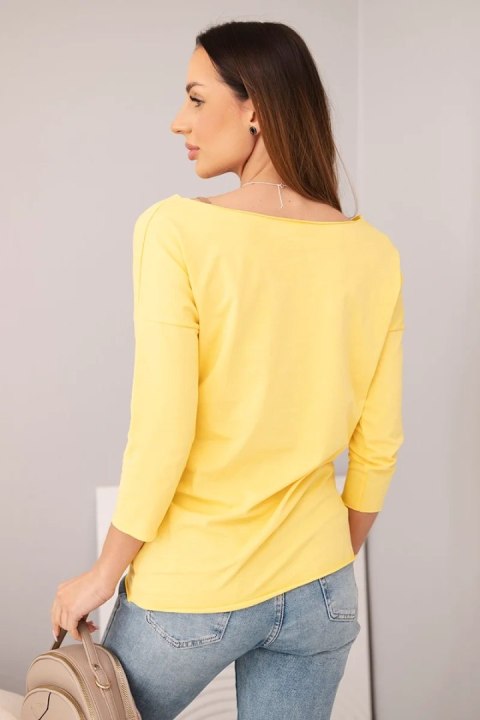 Bluzka damska z dekoltem w łódkę żółta