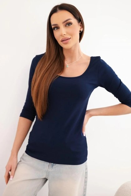 Bluzka okrągły dekolt granatowa