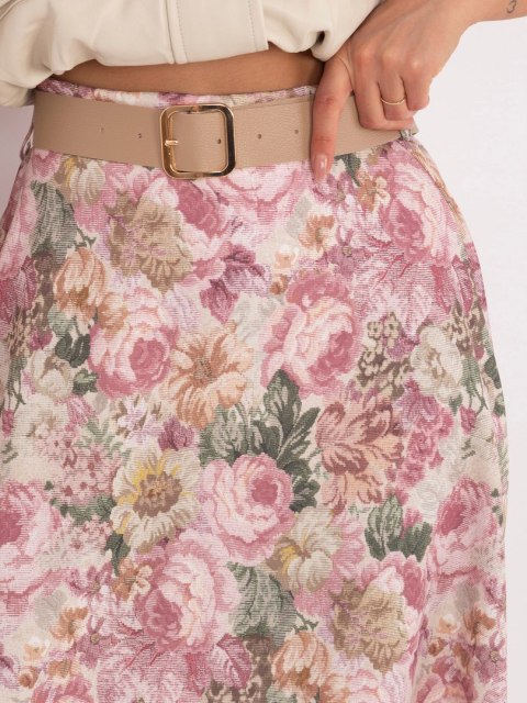 Ciemno różowa elegancka spódnica w kwiaty