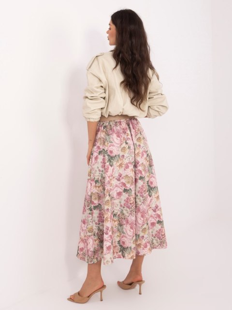 Ciemno różowa elegancka spódnica w kwiaty