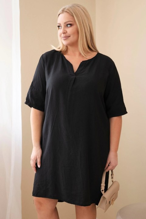 Czarna sukienka wiskozowa Plus Size z dekoltem V