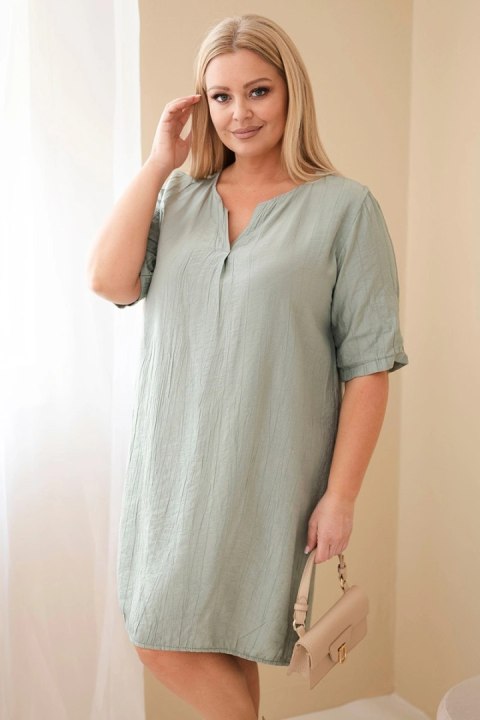 Wiskozowa sukienka damska Plus Size khaki