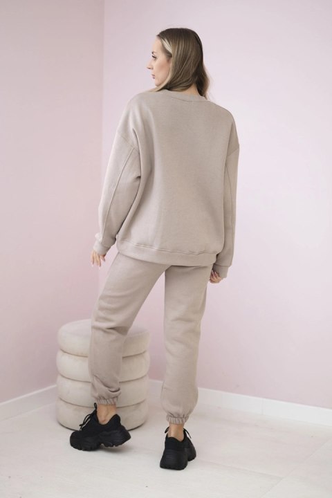 Ciemnobeżowy ocieplany komplet dresowy Copenhagen