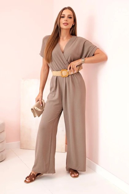 Kombinezon z ozdobnym paskiem w talii fango